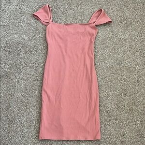 Reformation Pink Bodycon Midi Dress with Cap Sleeves